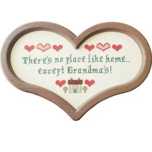 theres no place like home except Grandmas completed cross stitch heart frame Art